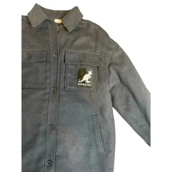 Kangol X H&M Mens Shaket Oversize Shirt Jacket Size XS Charcoal Dark Gray NWOT - Picture 4 of 16